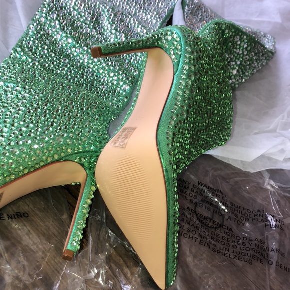 Azalea Wang Money Green Long Heel Boots - Picture 9 of 11